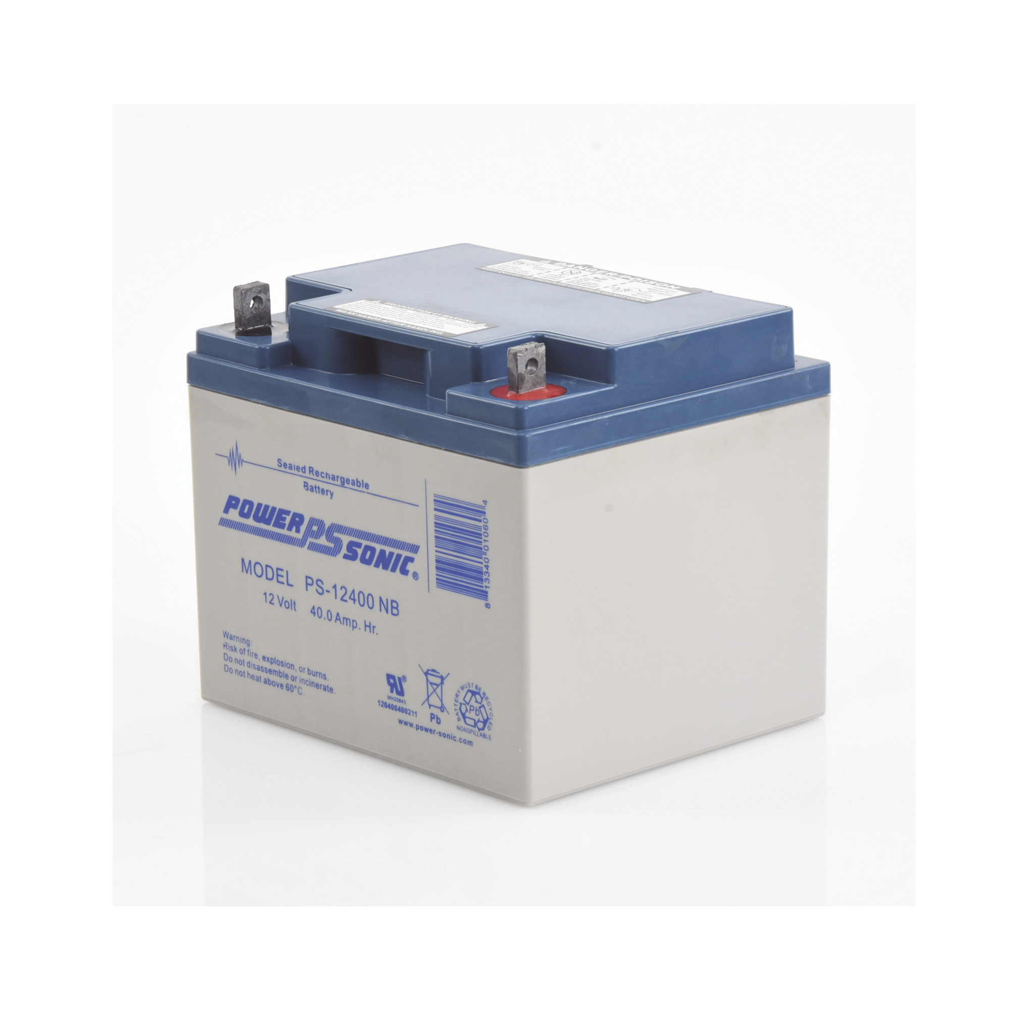 Batería 12V 40AH Para Respaldo AGM/VRLA 5 Años Vida Útil Terminales NB Reconocida UL POWER SONIC PS-12400-NB - Imagen 2