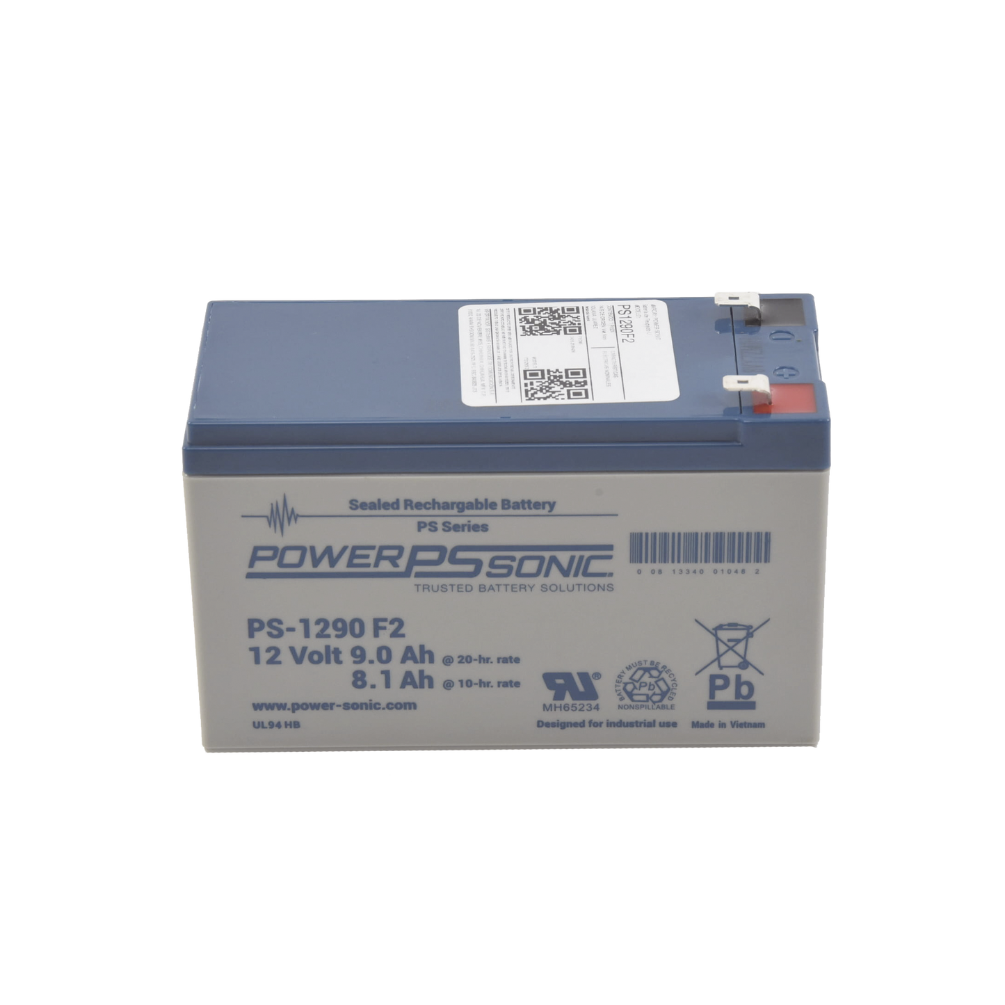 Batería 12V 9AH Para Respaldo AGM/VRLA 5 Años Vida Útil Terminales F2 Reconocida UL POWER SONIC PS-1290-F2 - Imagen 1