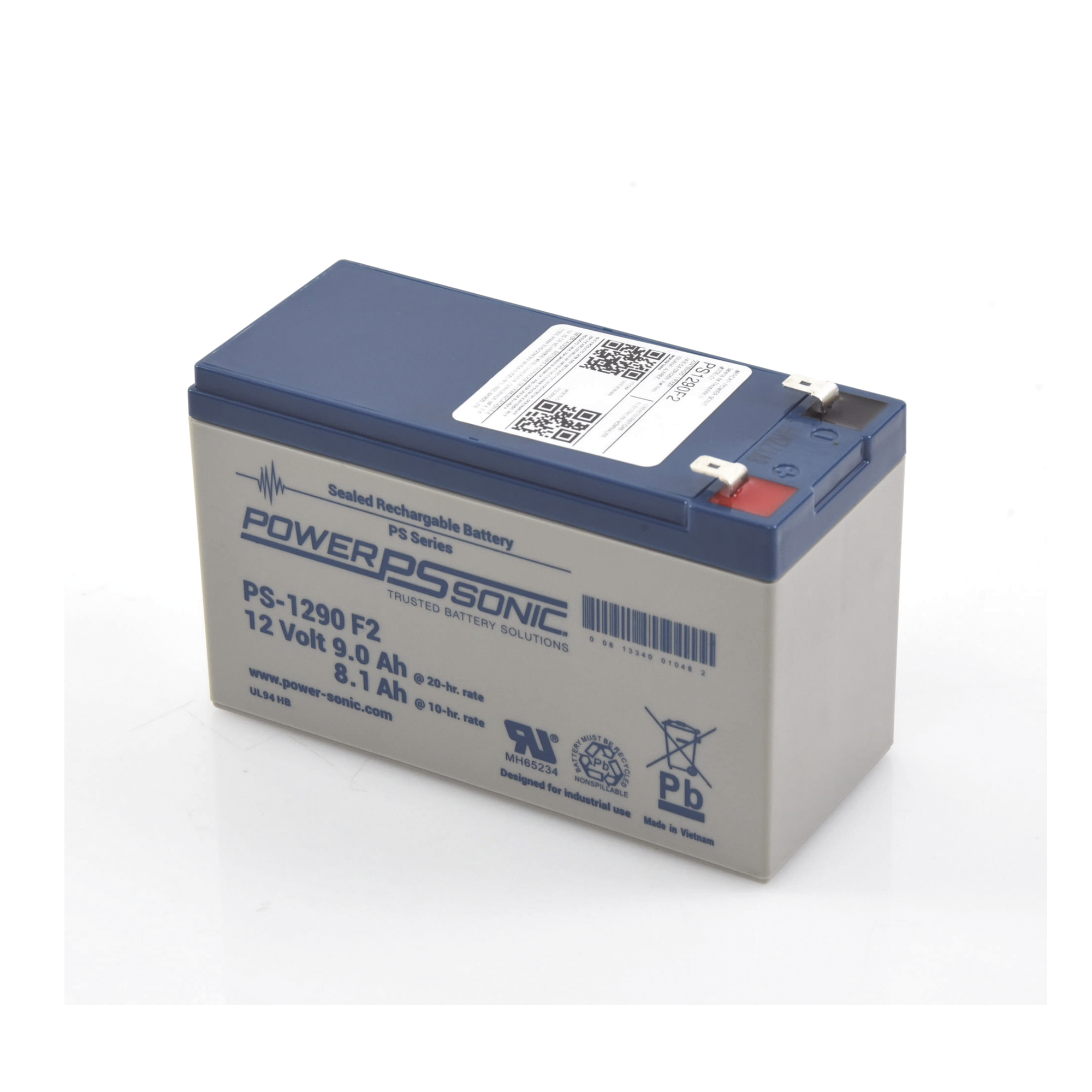 Batería 12V 9AH Para Respaldo AGM/VRLA 5 Años Vida Útil Terminales F2 Reconocida UL POWER SONIC PS-1290-F2 - Imagen 2