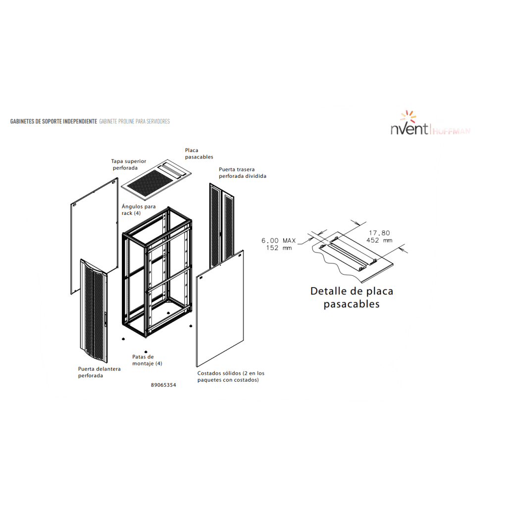 Gabinete para Servidores ProLine FloTek 42 UR Con Puertas Perforadas Alta Ventilación, Profundidad Extendida 1200 mm y Ancho 600 mm Acero Color Negro HOFFMAN - Imagen 1