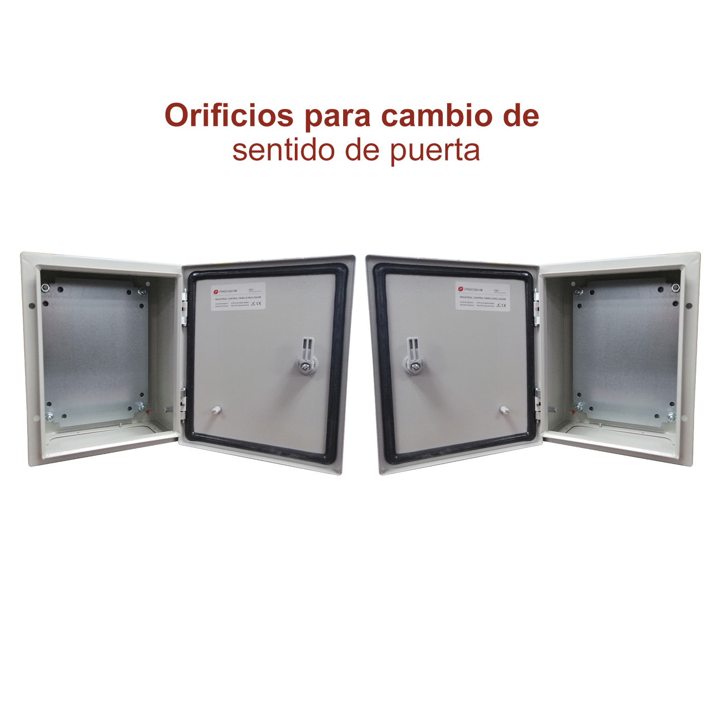 Gabinete de Acero IP66 Uso en Intemperie 400 x 400 x 200 mm con Placa Trasera Interior y Compuerta Inferior Atornillable PST-4040-20A PRECISION - Imagen 2