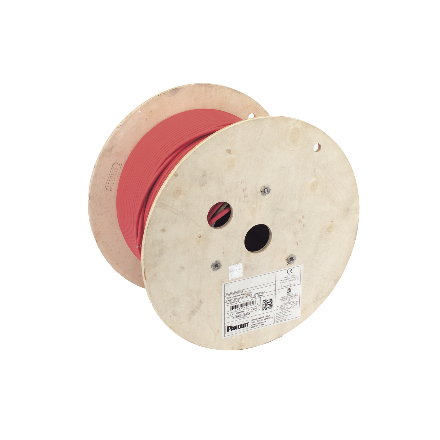 Bobina de Cable UTP de 4 Pares, Vari-MaTriX, Cat6A, 23 AWG, LSZH (Libre de Gases Tóxicos), Color Rojo, 305 Metros (1000 Pies) PANDUIT - Imagen 2