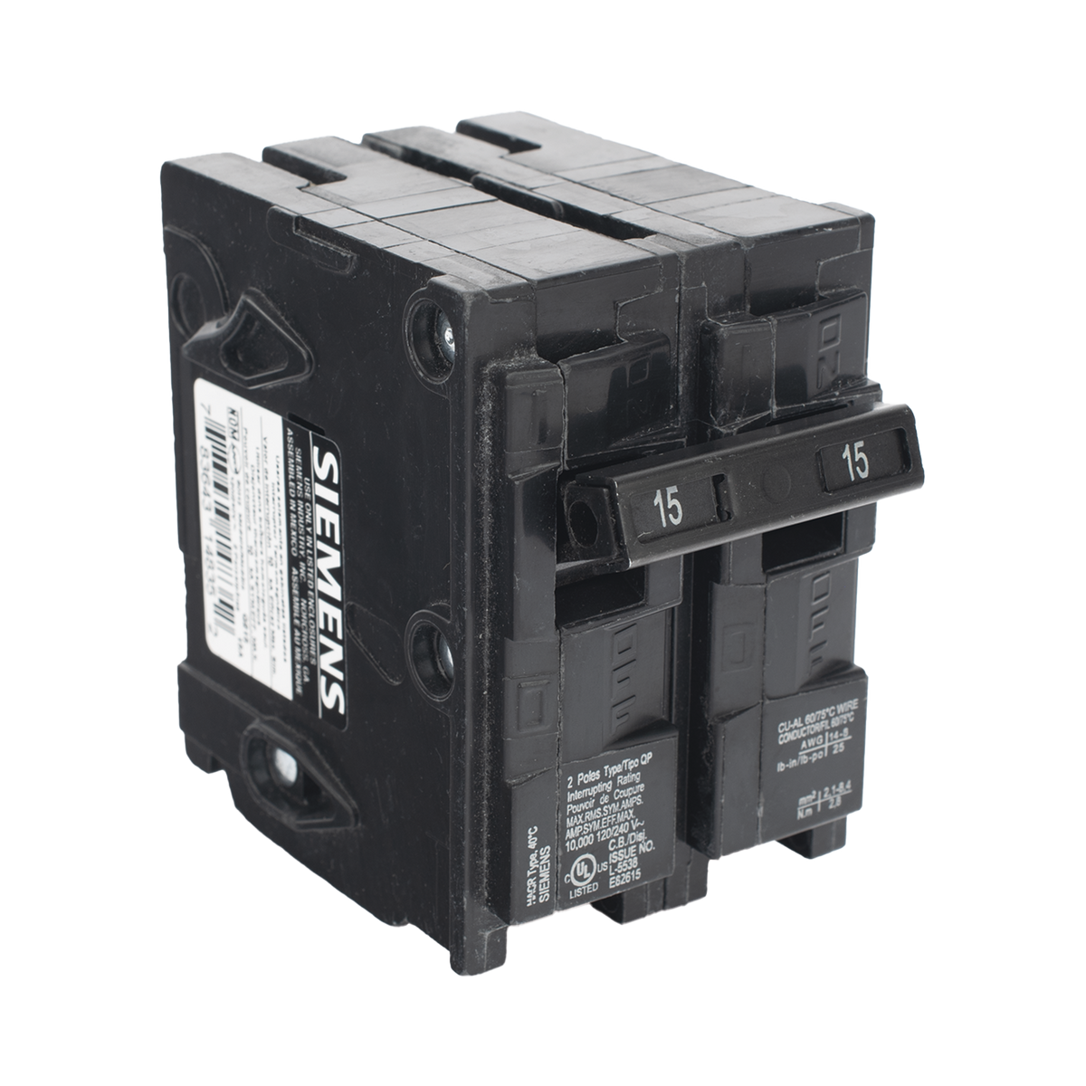 Interruptor Automático Enchufable Termomagnético 2 Polos 15 Amp Tipo QP Siemens Q215 - Imagen 1