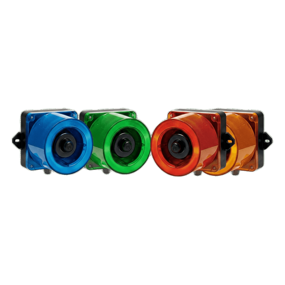Combinacion de baliza LED color Azul y sirena electrónica de 31 tonos resistente a la intemperie de volumen máx. 123 dB a 12-24 VCD QLIGHT - Imagen 2