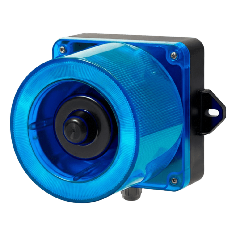 Combinacion de baliza LED color Azul y sirena electrónica de 31 tonos resistente a la intemperie de volumen máx. 123 dB a 110-220 VCA QLIGHT - Imagen 1