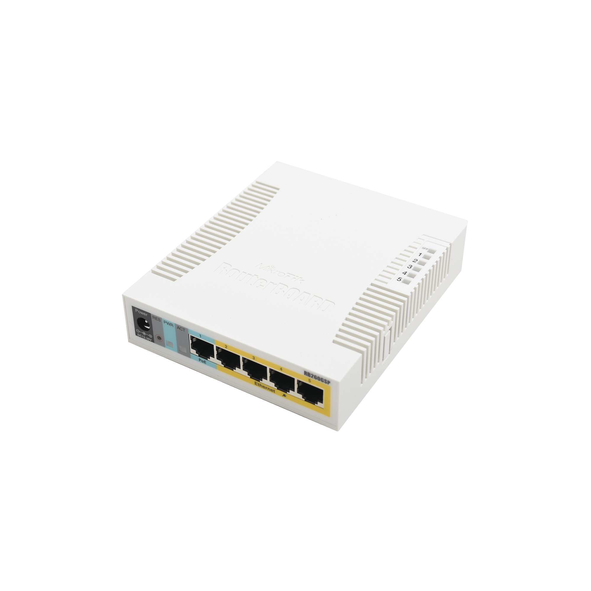 (RB260GSP) Switch Mikrotik 5 puertos PoE (Pasivo) (1in/4out) Gigabit Ethernet y 1 SFP - Imagen 2