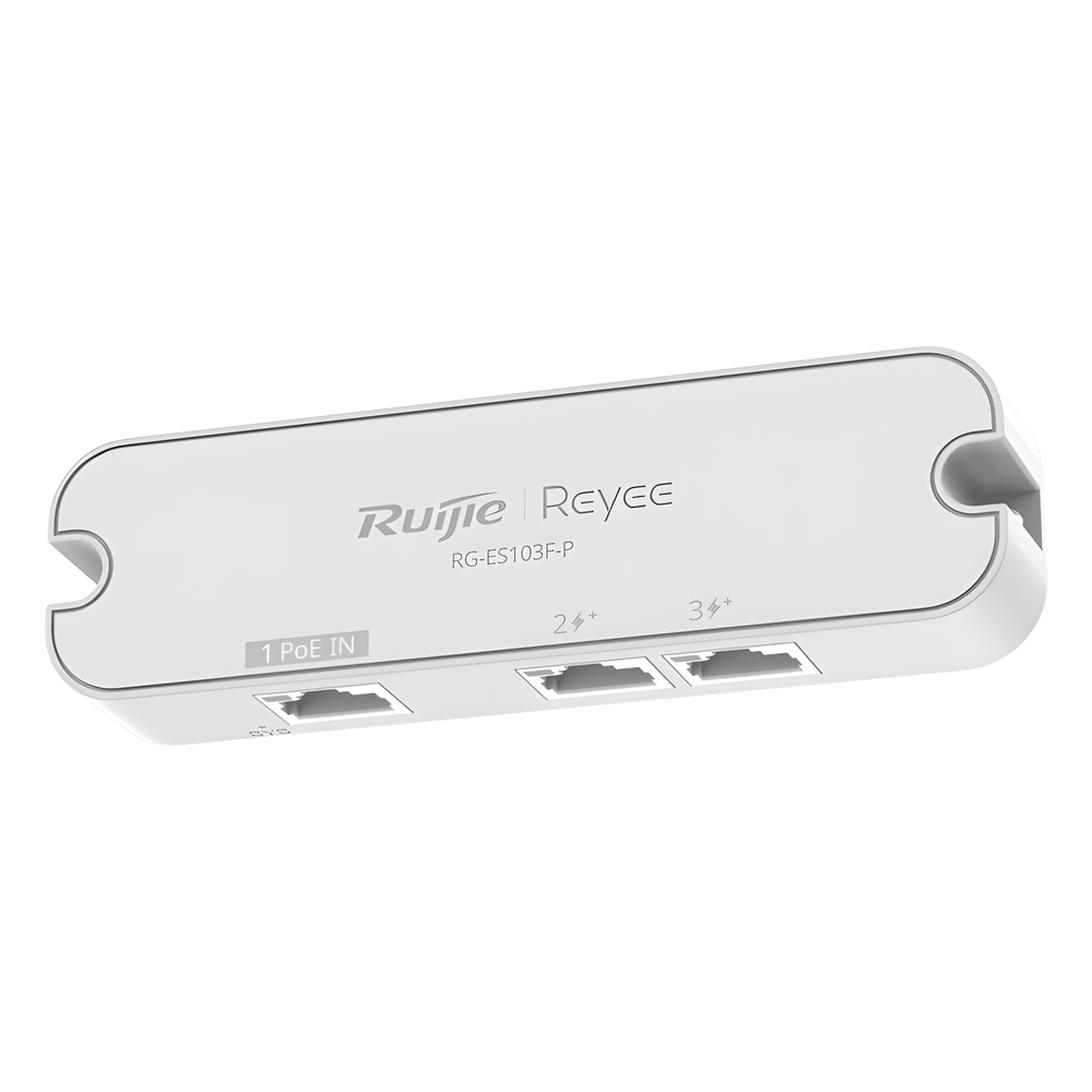 Switch No Administrable PoE-In / 2 Puertos PoE+ 10/100 Mbps / 1 Puerto PoE-In 10/100 Mbps / Presupuesto PoE 30 W / Switching 0.6 Gbps / Protección 4 kV / Sin Ventilador RUIJIE - Imagen 1
