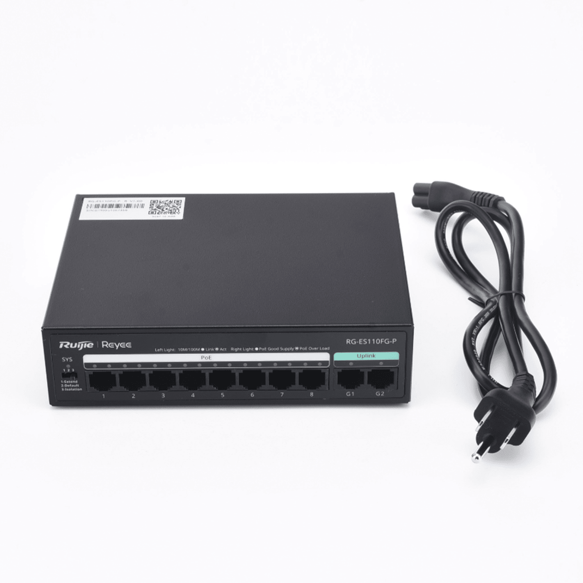 Switches PoERUIJIERG-ES110FG-PSwitch No Administrable 8 Puertos PoE+ 110W 2 Uplinks Gigabit Ruijie RG - ES110FG - P - SILYMX