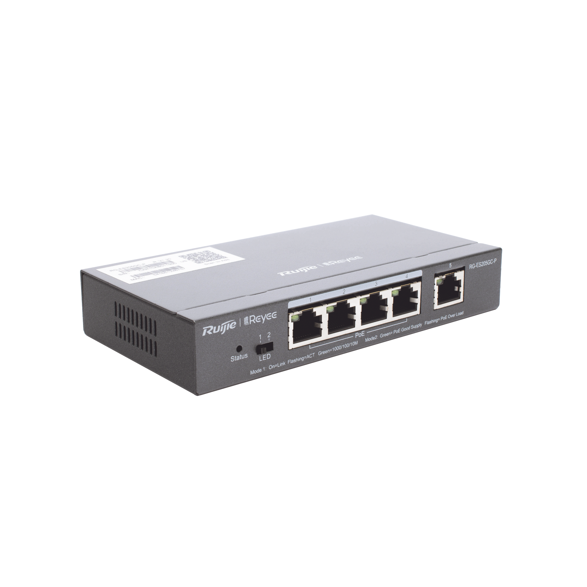 Switch Administrable PoE con 5 puertos Gigabit, 4 PoE 802.3af/at, gestión gratuita desde la nube, 54w RUIJIE - Imagen 2