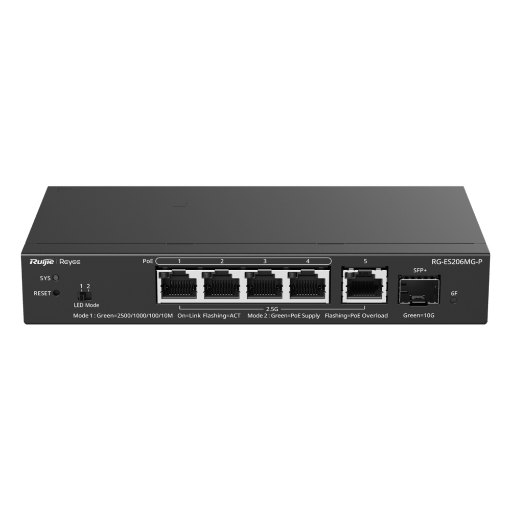Switch Administrable Capa2 PoE+ con 5 puertos Multi-Gigabit 2.5Gb, hasta 70w PoE RUIJIE - Imagen 1