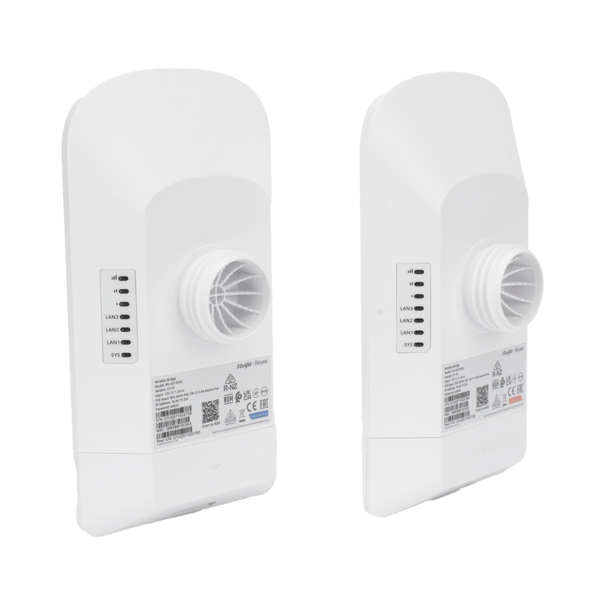 Enlace PtP y PtMPRUIJIERG-EST350GKit Enlace Punto a Punto PtP 5 Km 5GHz AC Wave2 MU - MIMO 2x2 Gigabit Nube Ruijie RG - EST350G - SILYMX