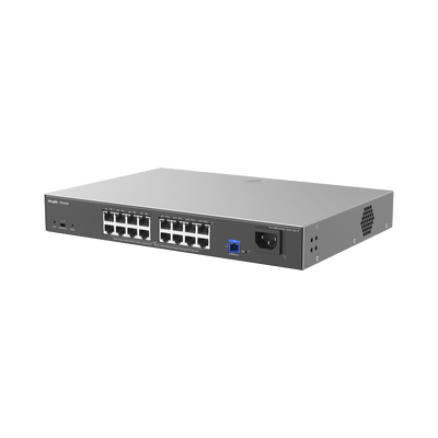 Switches PoERUIJIERG-NBF2100S-16GT1SC-PONU Switch PoE+ Hibrido Capa 2 1 Puerto PON 1G 16 Puertos Gigabit 240W Ruijie RG - NBF2100S - 16GT1SC - P - SILYMX