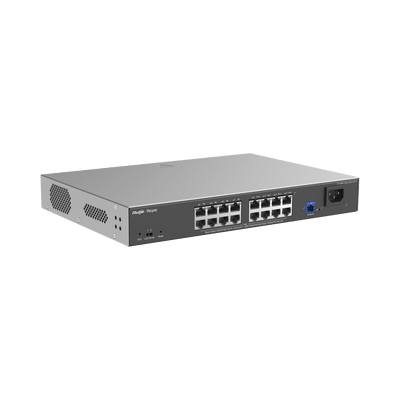 Switches PoERUIJIERG-NBF2100S-16GT1SC-PONU Switch PoE+ Hibrido Capa 2 1 Puerto PON 1G 16 Puertos Gigabit 240W Ruijie RG - NBF2100S - 16GT1SC - P - SILYMX