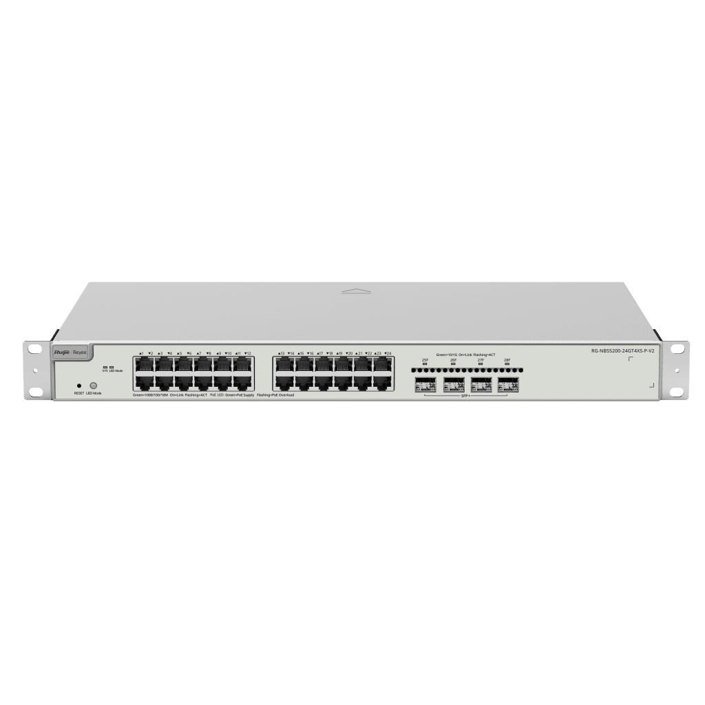 Switch Administrable PoE Capa 2+ Plus, con 24 puertos Gigabit PoE 802.3af/at + 4 SFP+ para fibra 10Gb, gestión gratuita desde la nube, 370w RUIJIE - Imagen 2