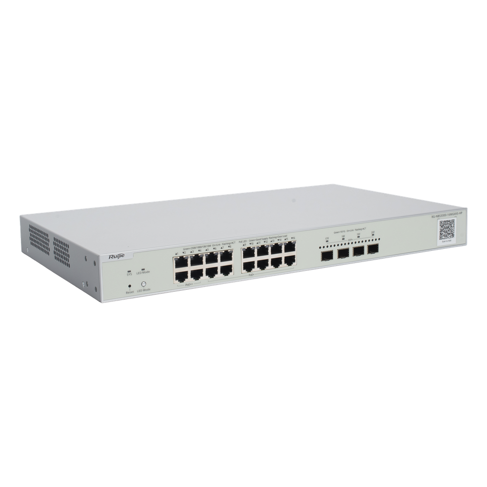 Switch Multi-Gigabit PoE++ / 16 Puertos 2.5G / 4 Puertos SFP+ 10G / 370W / Capa 2 / 160 Gbps / 1U Rack RUIJIE - Imagen 3