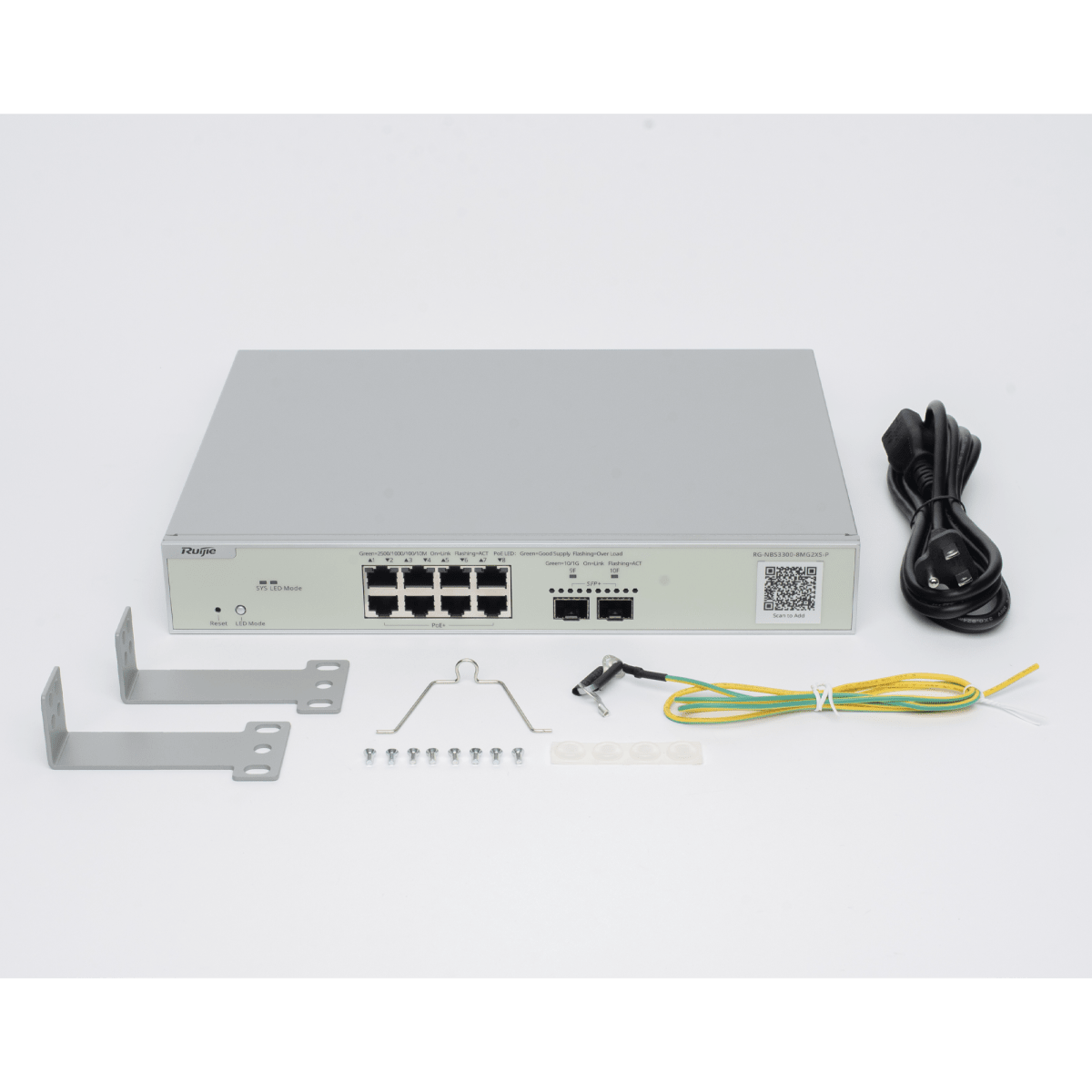 Switches PoERUIJIERG-NBS3300-8MG2XS-PSwitch Administrable Capa 2 8 Puertos 2.5G Multi - Gigabit PoE+ 240W 2 SFP+ 10G Cloud WiFi 6/7 Ruijie RG - NBS3300 - 8MG2XS - P - SILYMX