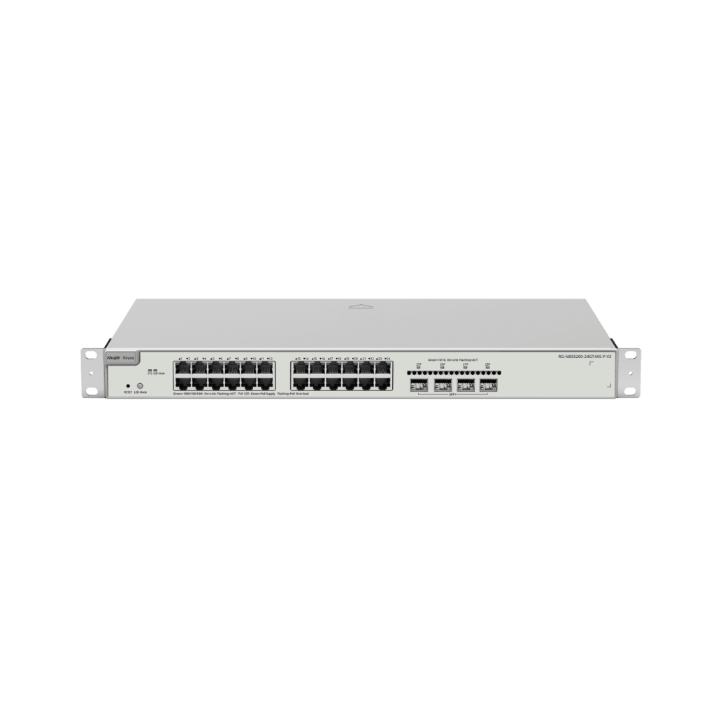 Switch Administrable Capa 3 con 24 puertos Gigabit PoE 802.3af/at + 4 SFP+ para fibra 10Gb, gestión gratuita desde la nube, 370w RUIJIE - Imagen 1