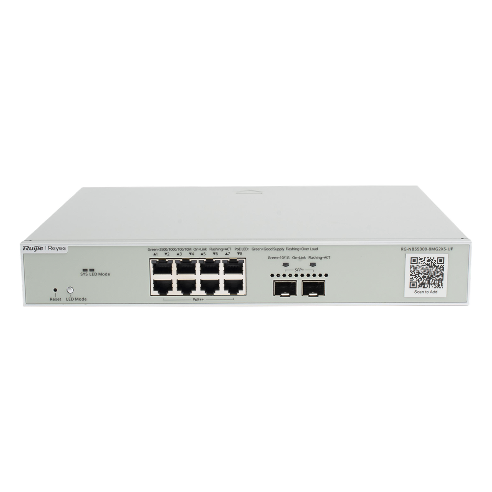 Switch Multi-Gigabit PoE++ 370W 802.3bt Capa 3 Administrable Cloud, Diseñado Para Access Points WiFi 6/7 RUIJIE - Imagen 1