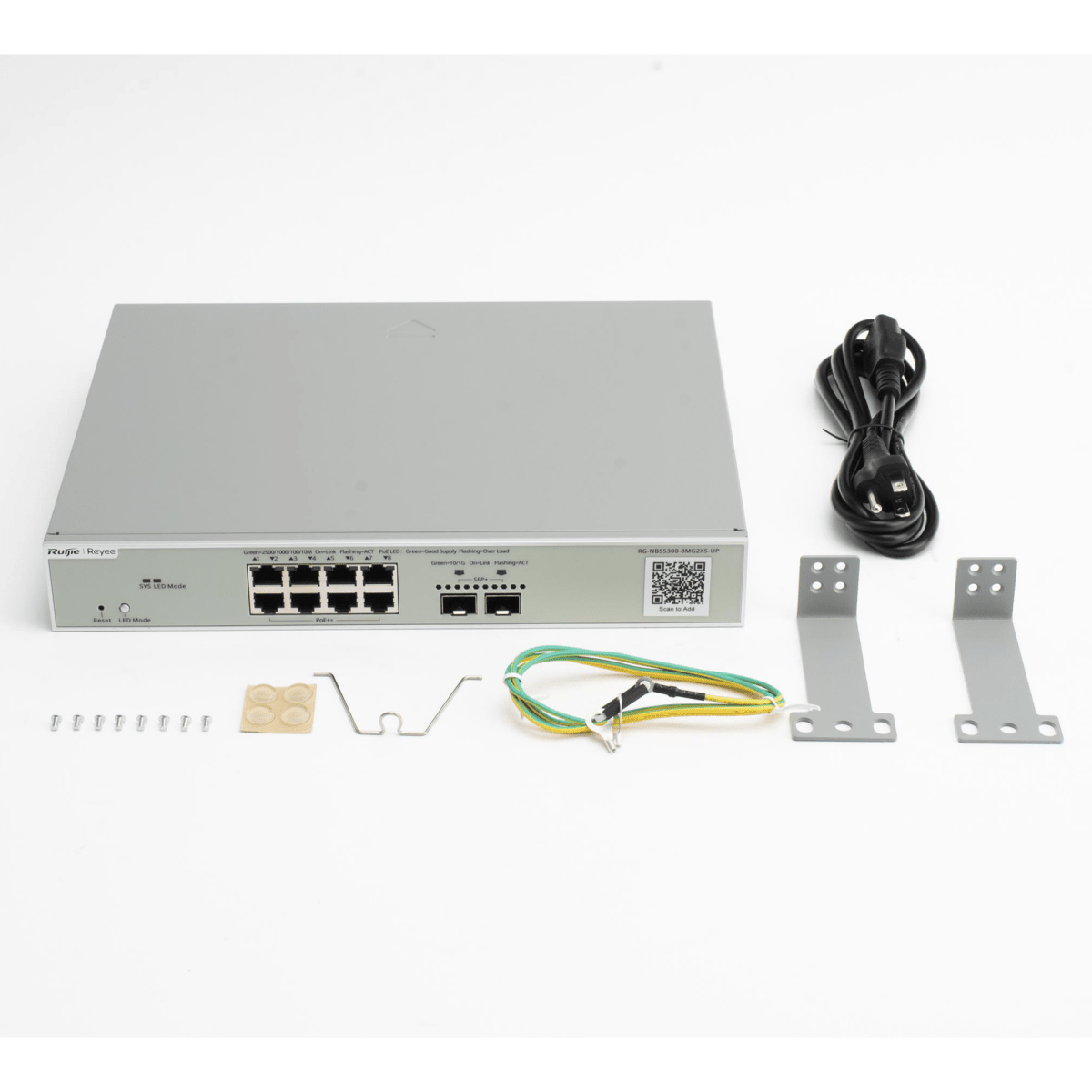 RUIJIERG-NBS5300-8MG2XS-UPSwitch Multi - Gigabit PoE++ 370W 802.3bt Capa 3 Administrable Cloud, Diseñado Para Access Points WiFi 6/7 - SILYMX