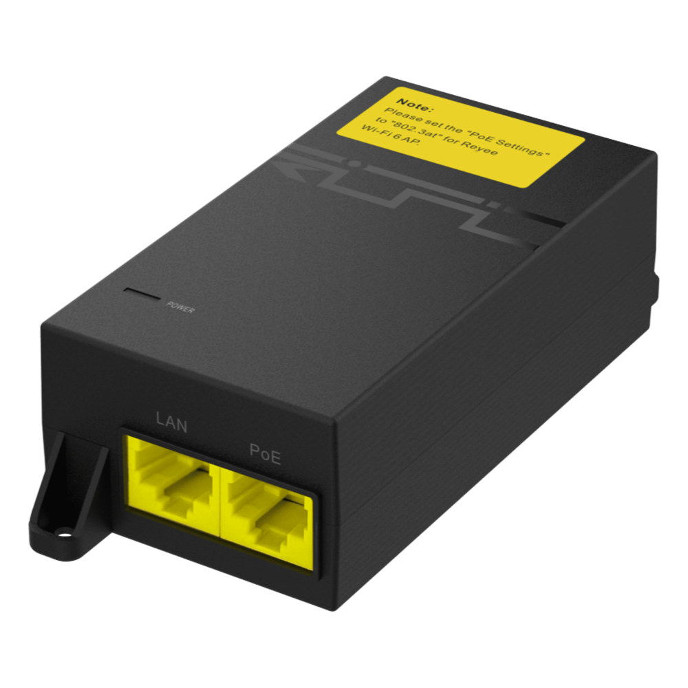 Inyector PoE Pasivo / Gigabit 1G / 52 V / 30 W / Protección 2000 A / RJ45 Blindado RUIJIE - Imagen 1