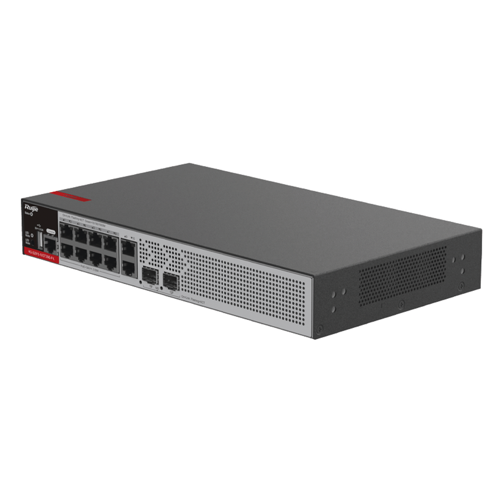 Switch PoE+ Empresarial 125 Watts, Administrable L2+, 8 Puertos PoE Gigabit , 2 Puertos Uplink Gigabit y 2 Puertos Uplink SFP 2.5G RUIJIE - Imagen 1