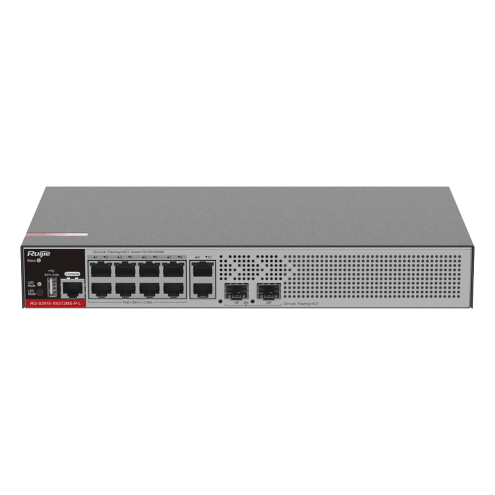 Switch PoE+ Empresarial 125 Watts, Administrable L2+, 8 Puertos PoE Gigabit , 2 Puertos Uplink Gigabit y 2 Puertos Uplink SFP 2.5G RUIJIE - Imagen 2