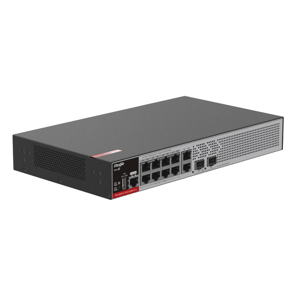 Switch PoE+ Empresarial 125 Watts, Administrable L2+, 8 Puertos PoE Gigabit , 2 Puertos Uplink Gigabit y 2 Puertos Uplink SFP 2.5G RUIJIE - Imagen 3