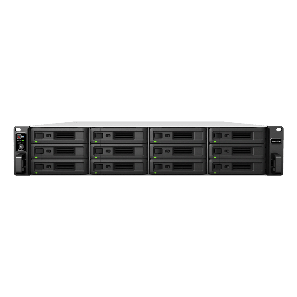 Servidor NASSYNOLOGYRS3621RPXSServidor Almacenamiento Rack 12 Bahías Intel Xeon 6 Núcleos 8GB DDR4 ECC Energía Redundante RAID Synology RS3621RPxs - SILYMX