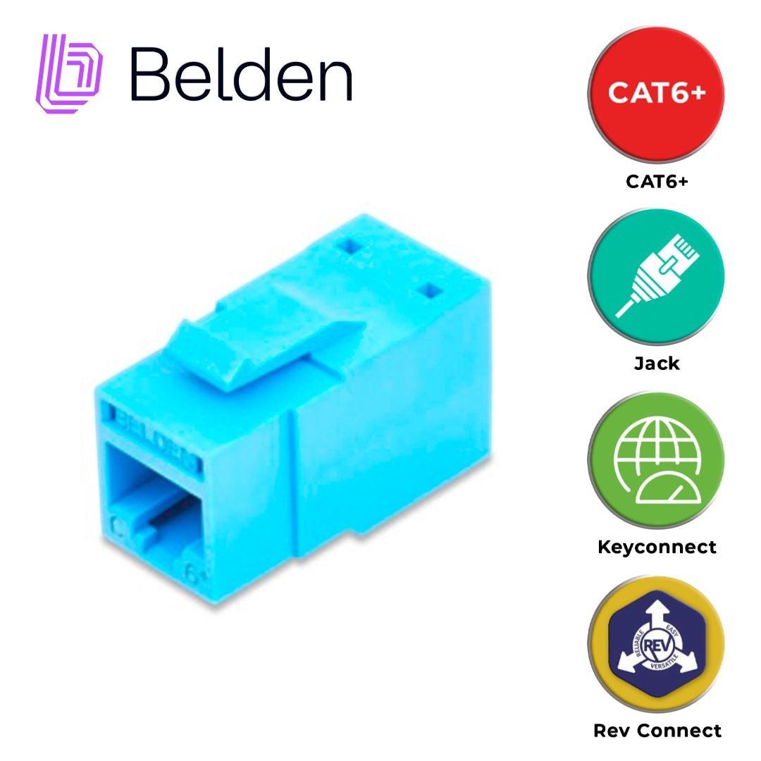 Conector Modular Jack Rj45 Cat6 Estilo Keyconnect Azul Esquema De Cableado T568a/b Uso Interior Calibre Del Conductor 23-24 Awg BELDEN - Imagen 2