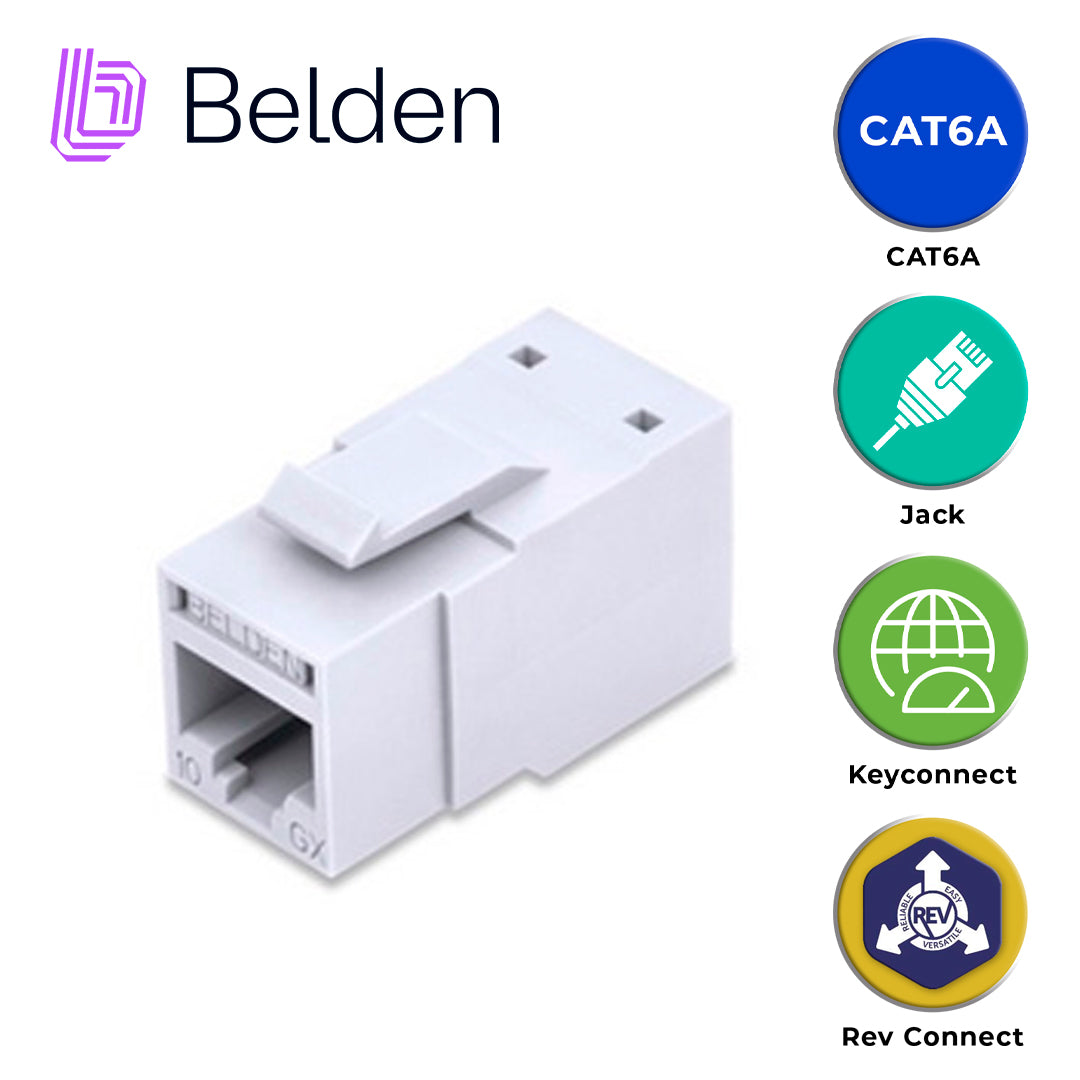 Rev Connect Rj45 Jack RJ45 Cat6A RevConnect 23-26 AWG 10G PoE Blanco Belden RVAMJKUEW-S ...
