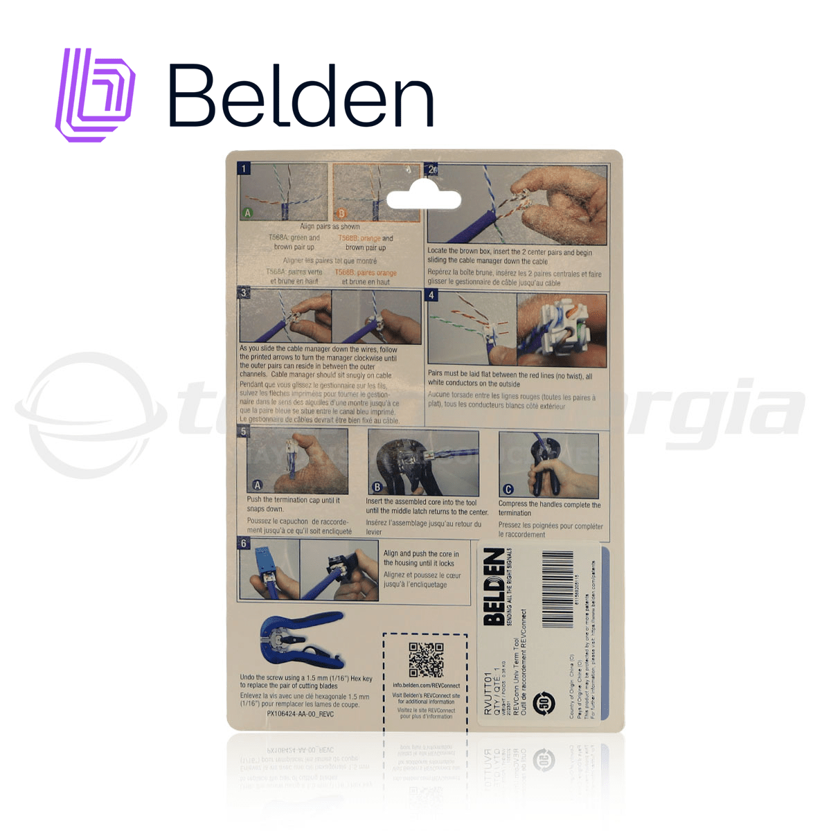 Herramientas para RedesBELDENRVUTT01Herramienta de Terminación Universal REVConnect Jacks y Plugs Profesional Belden RVUTT01 - SILYMX