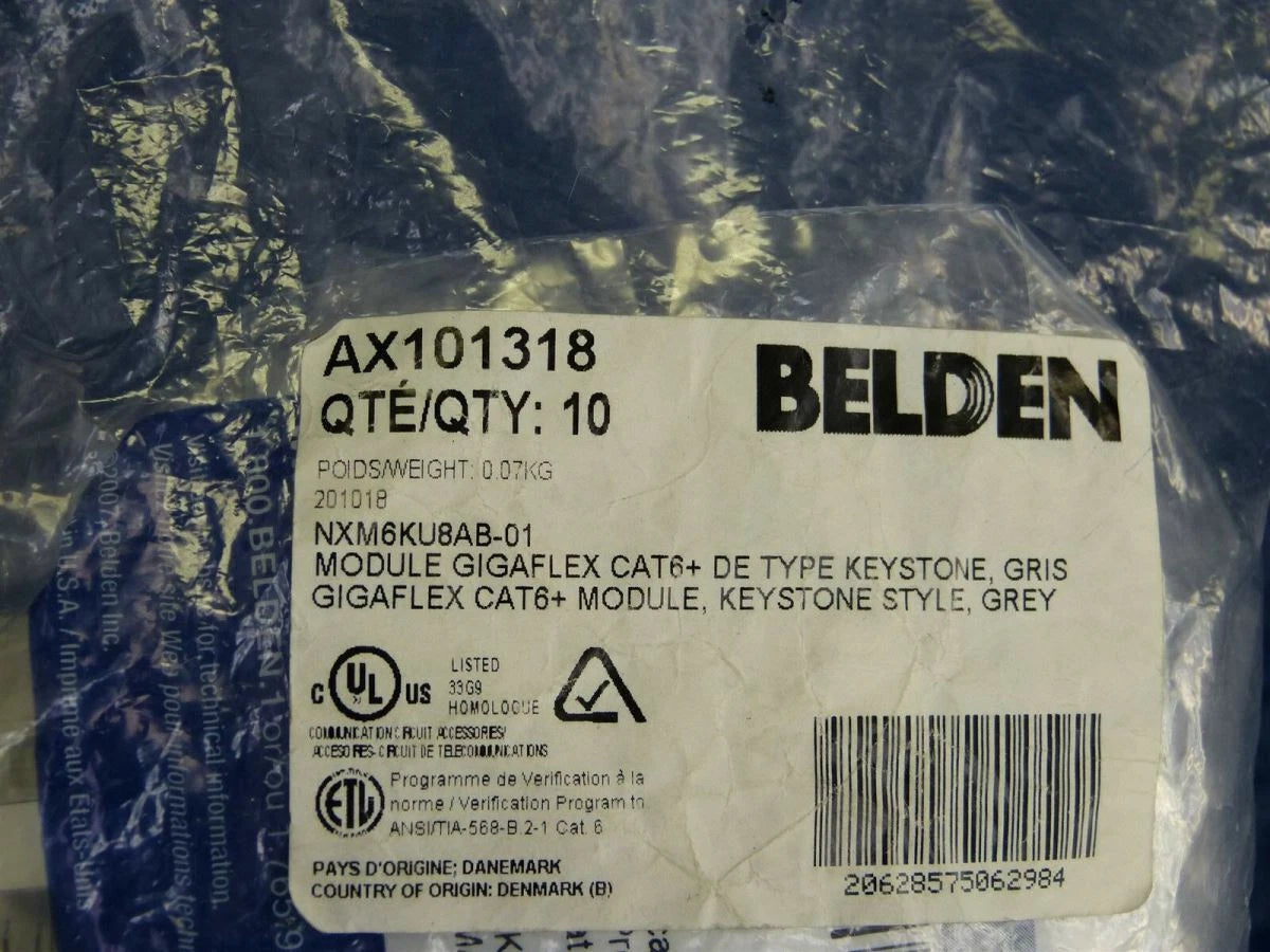 Jack Belden CAT6 Categoría 6+ Rj-45 Gris Belden AX101318 - SILYMX