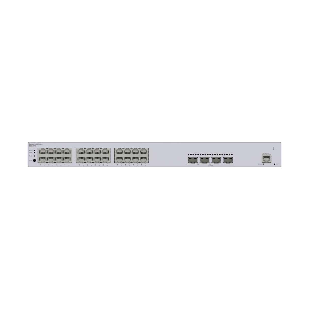 Switches PoEHUAWEIS220-24P4XSwitch Administrable Capa 2 24 Puertos PoE+ Gigabit 400W 4 SFP+ Huawei S220 - 24P4X - SILYMX