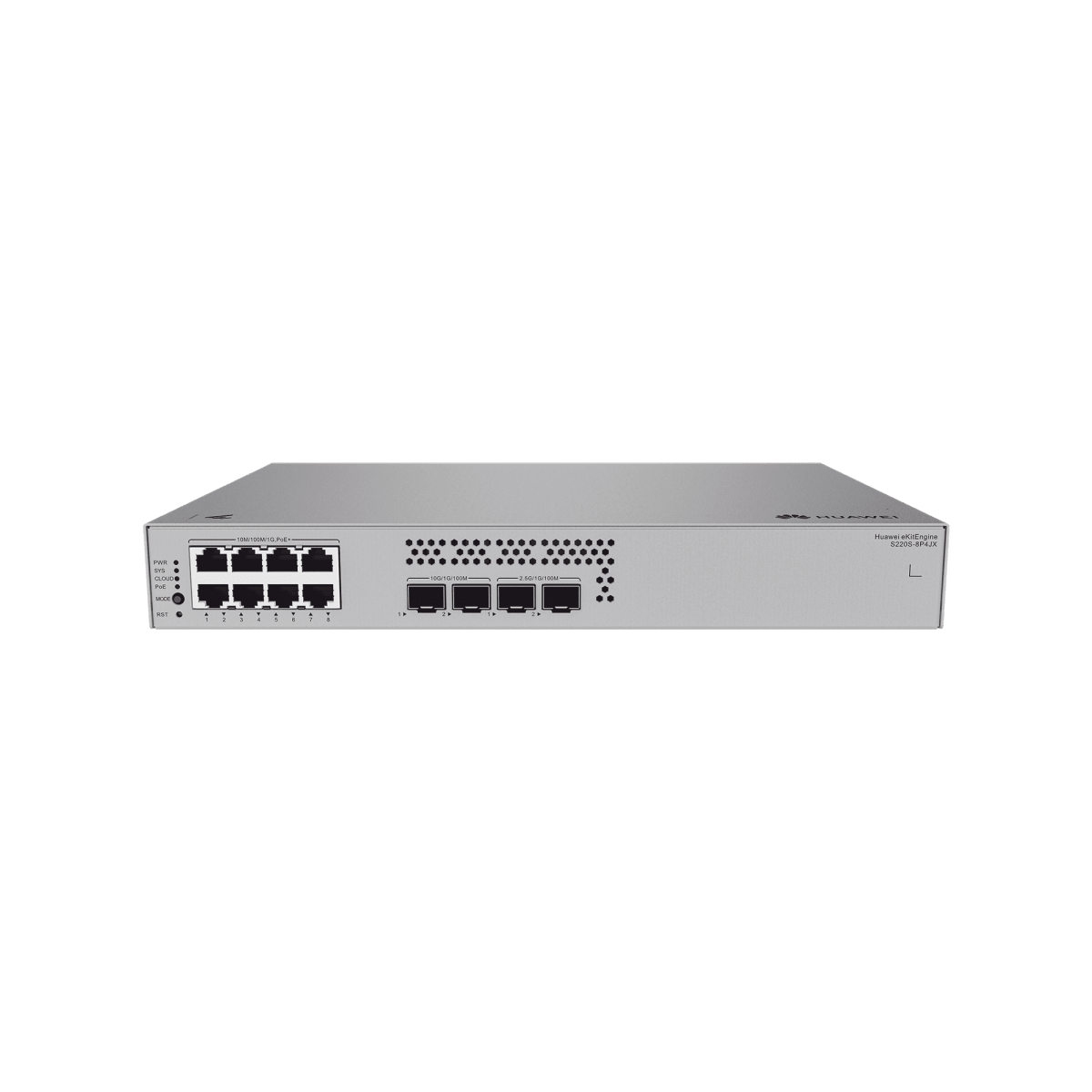 Switches PoEHUAWEIS220S-8P4JXSwitch Administrable Capa 2 8 Puertos PoE+ Gigabit 128W 2 SFP 2 SFP+ Huawei S220S - 8P4JX - SILYMX