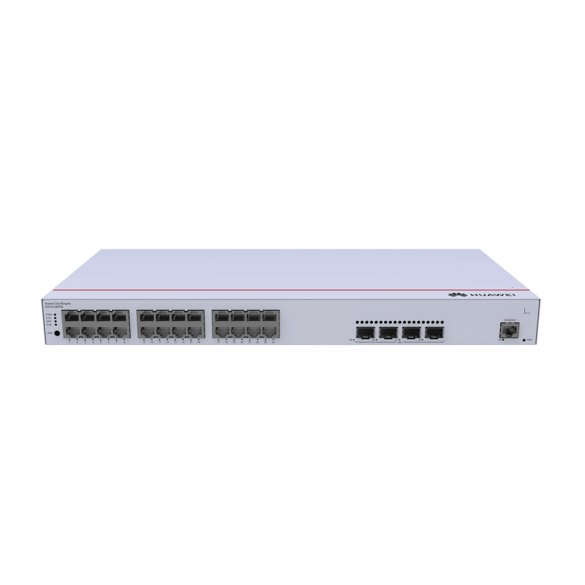 Switches PoEHUAWEIS310-24P4SSwitch Administrable Capa 3 24 Puertos Gigabit PoE+ 400W 4 SFP Rutas Estáticas ERPS iStack Huawei S310 - 24P4S - SILYMX