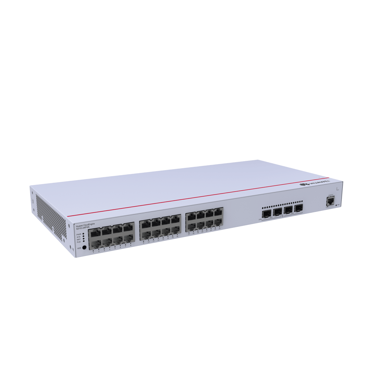 Switches PoEHUAWEIS310-24P4SSwitch Administrable Capa 3 24 Puertos Gigabit PoE+ 400W 4 SFP Rutas Estáticas ERPS iStack Huawei S310 - 24P4S - SILYMX