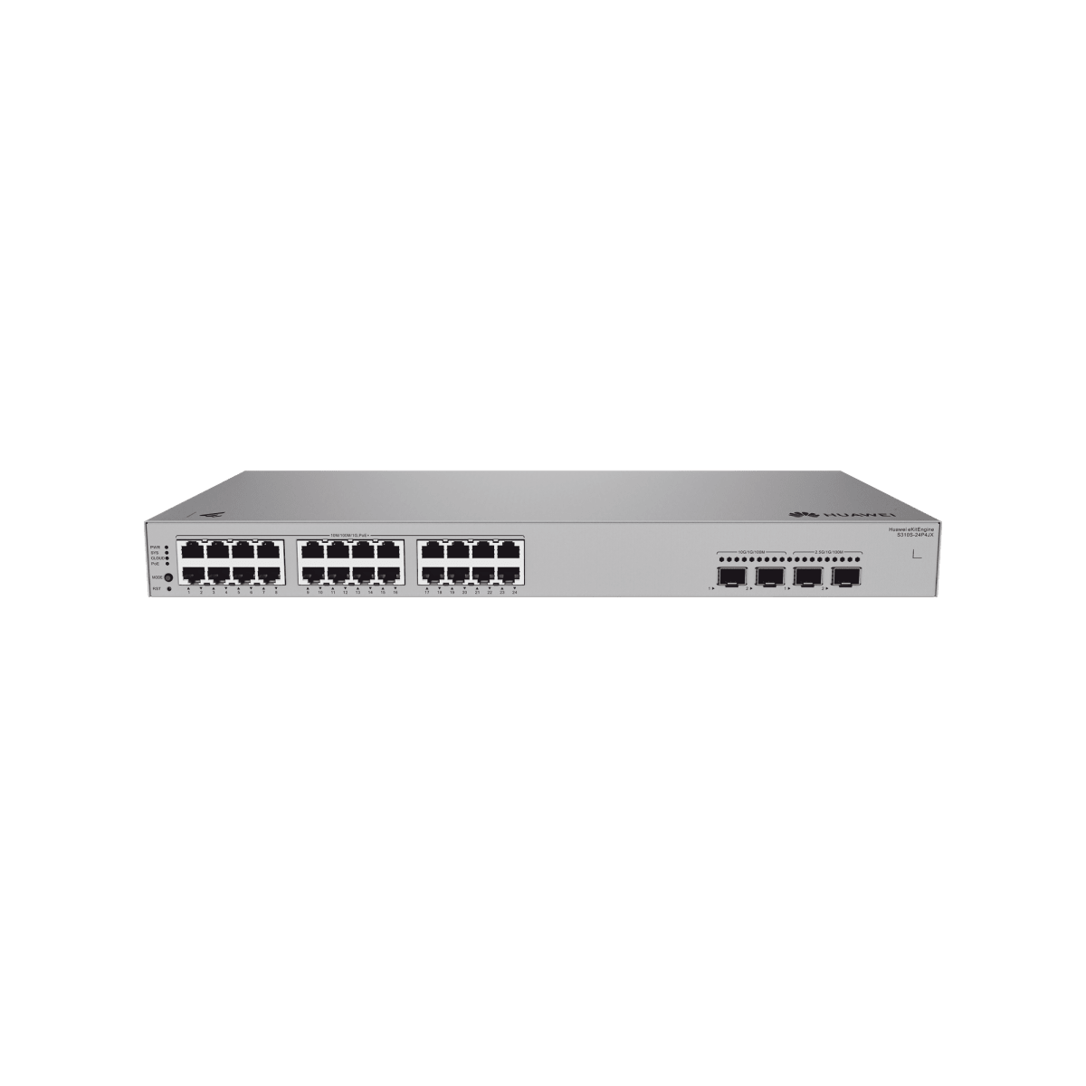 Switches PoEHUAWEIS310S-24P4JXSwitch Administrable Capa 2+ 24 Puertos PoE+ Gigabit 2 SFP 2.5G 2 SFP+ 10G 400W Huawei S310S - 24P4JX - SILYMX
