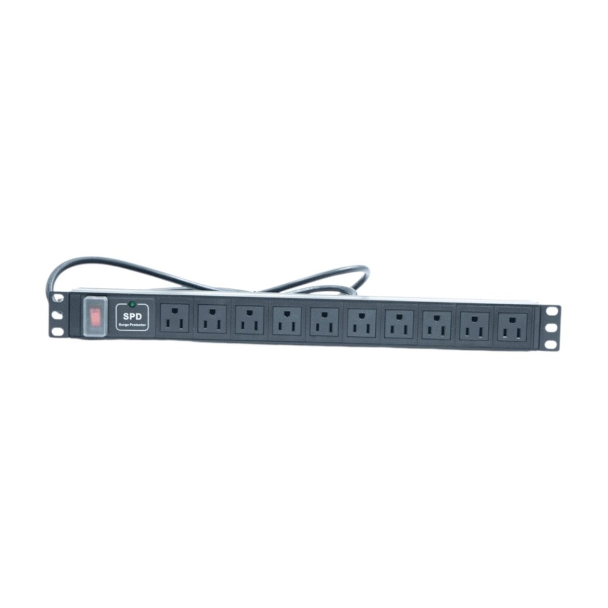 PDU TomacorrientesSBETECHSBE-TC010SPVPDU Barra Horizontal 10 Contactos Polarizados Supresor Picos 15A Montaje Rack 19" 1U Sbetech SBE - TC010SPV - SILYMX