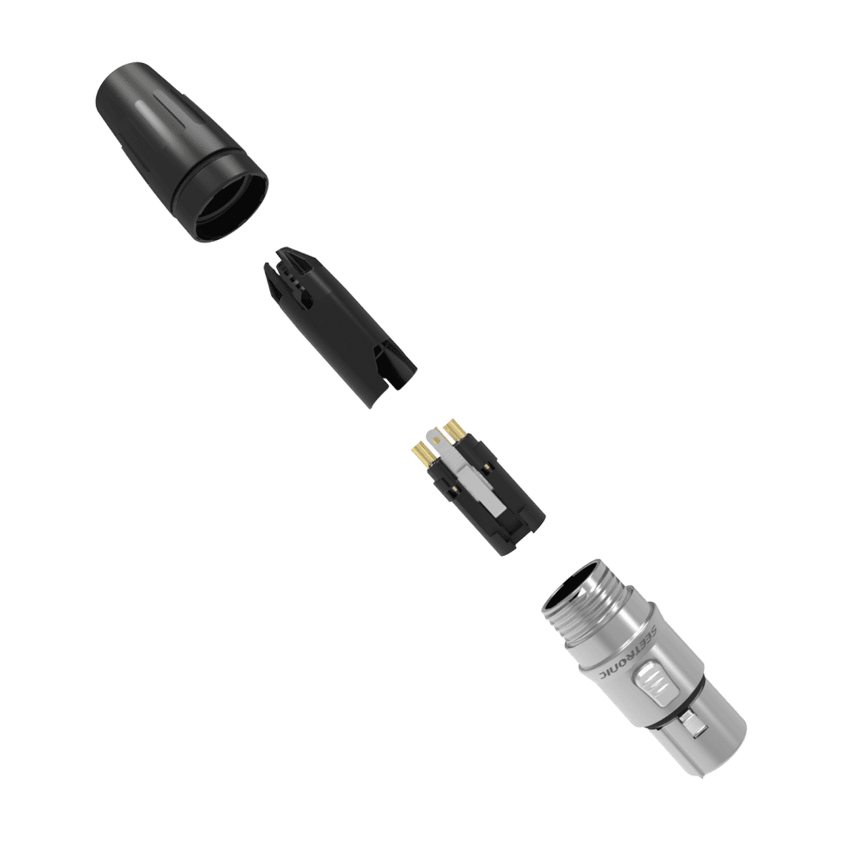 Equipos de AudioSEETRONICSCHF3Conector Hembra XLR 3 Pines Carcasa Acero Inoxidable Contactos Oro SEETRONIC SCHF3 - SILYMX