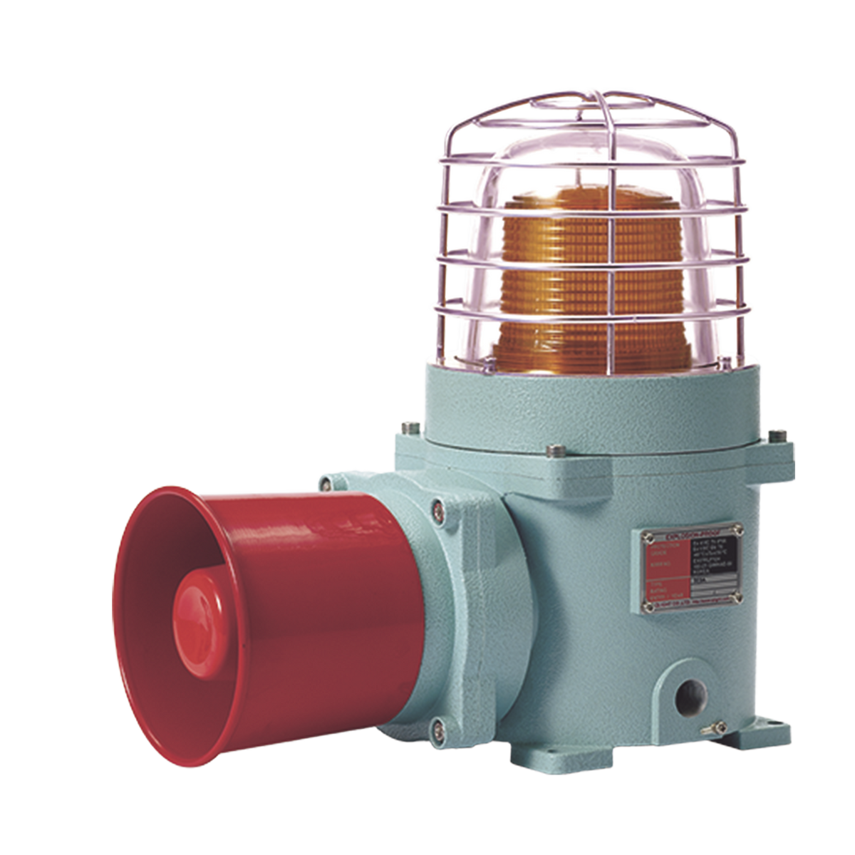 Combinación de baliza LED color Ámbar con patrón fijo y flasheante con sirena electrónica, Volumen máx. 120 dB para zonas peligrosas a 120 VCA QLIGHT - Imagen 1