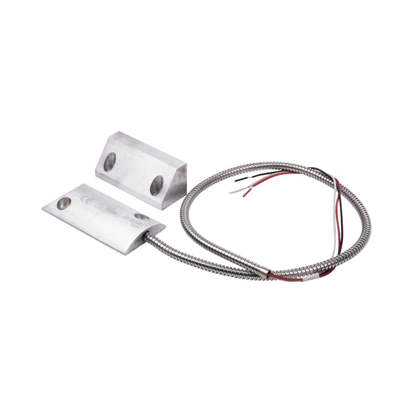 Contacto Magnético para Piso, Salida Dual NC/NA, GAP 75mm, Cubierta de Aluminio con 55cm de Cable Blindado SFIRE - Imagen 1