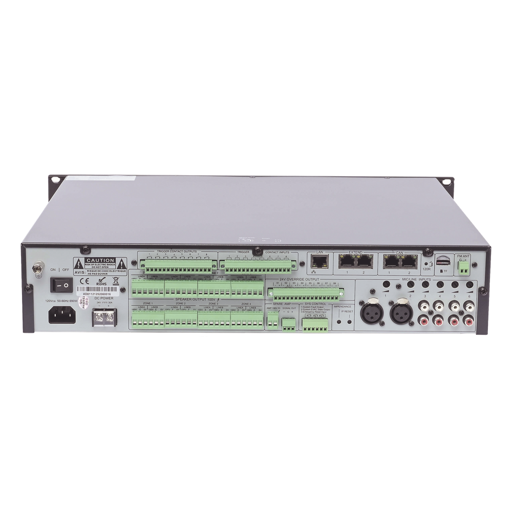 Controlador de Evacuación Por Voz | 500 W | 8 Zonas independientes | 4 entradas de audio y 2 entradas de micrófono EPCOM PROAUDIO - Imagen 4