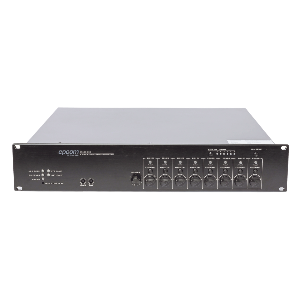 Controlador de Extensión de Evacuación de Voz - 8 Zonas, 500W, Soporta Máx. 19 SF6200MS en Cascada EPCOM PROAUDIO - Imagen 1