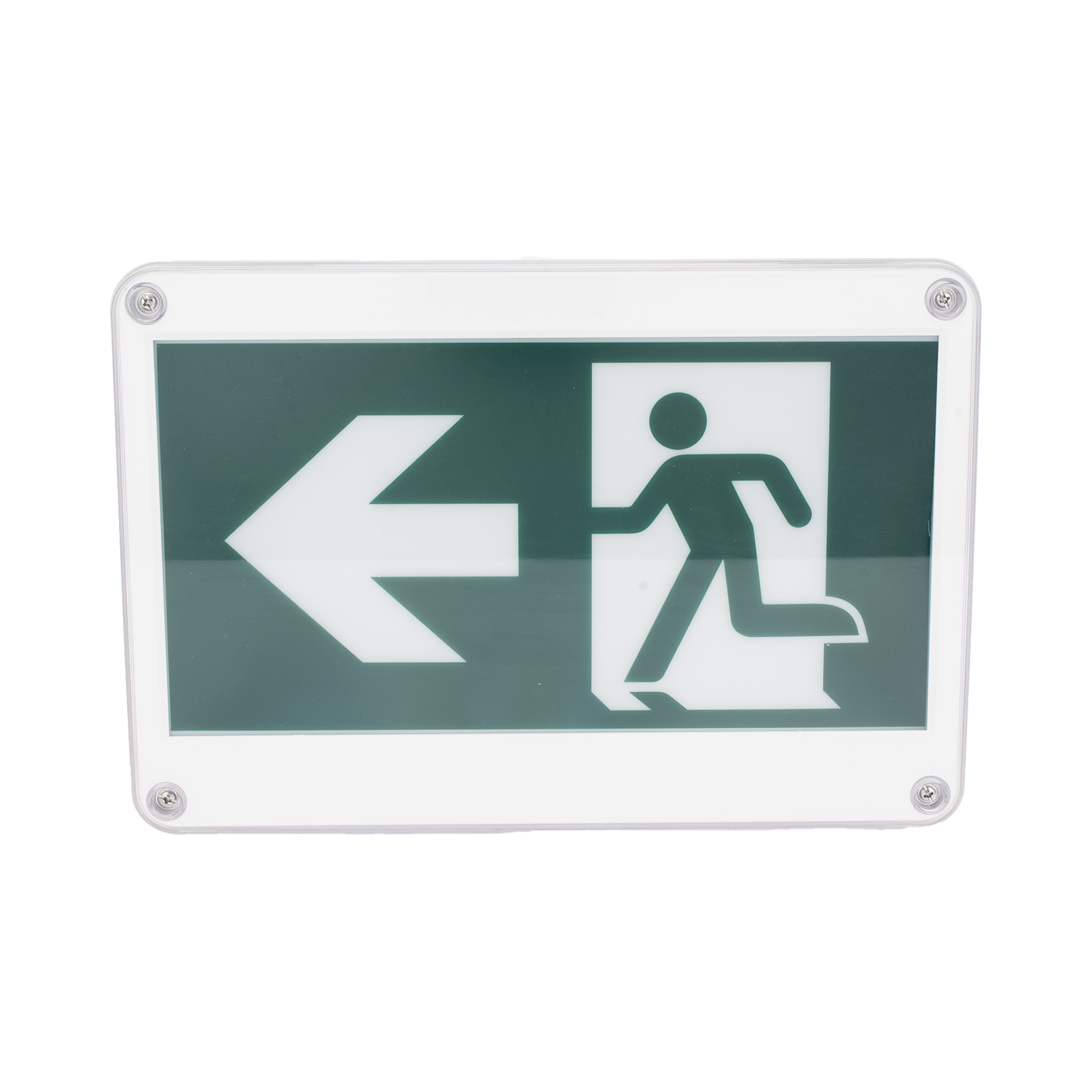 Letrero EXTERIOR de Señalización salida "Hombre Corriendo"/ Alto brillo / Uso en pared, lateral o techo / Batería de Respaldo Incluida con hasta 120 minutos de duración SFIRE - Imagen 1