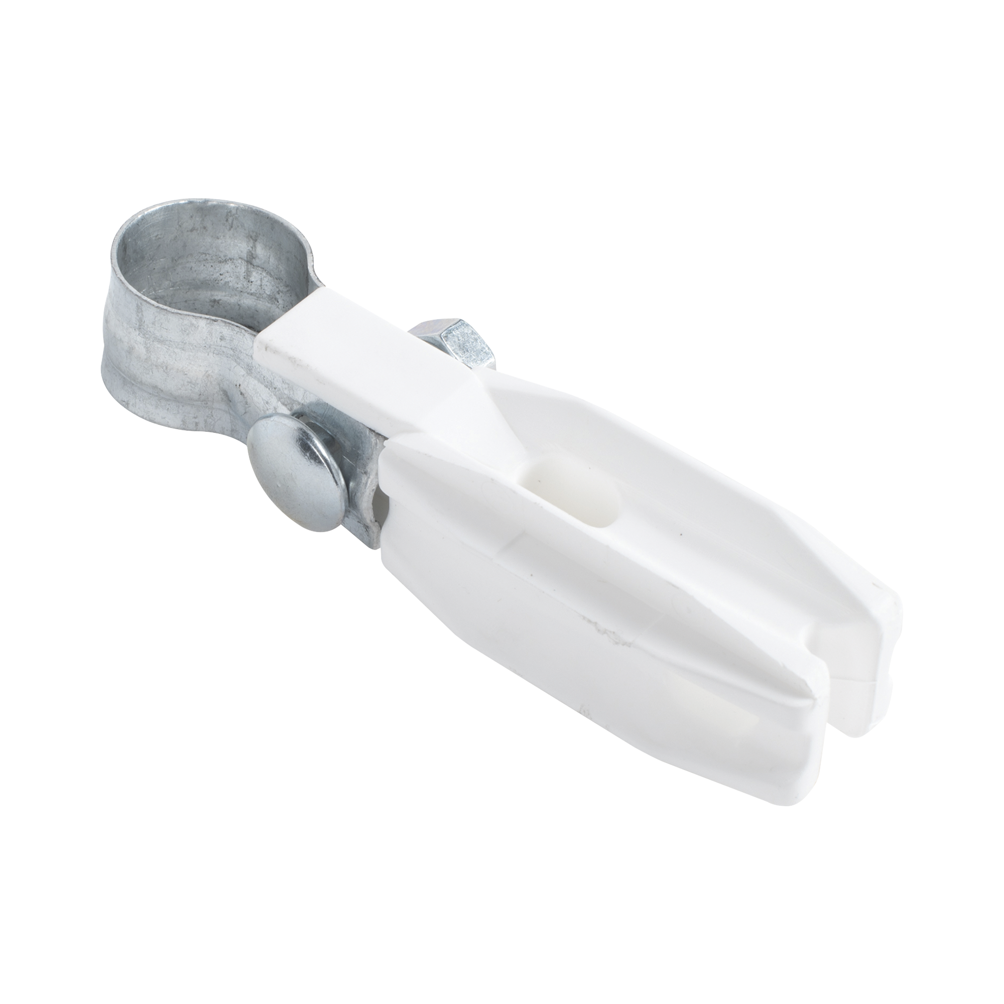 Aislador de paso o esquina de color BLANCO con abrazadera incluida de 1 Pulgada para uso en poste cerco eléctrico SFIRE - Imagen 1