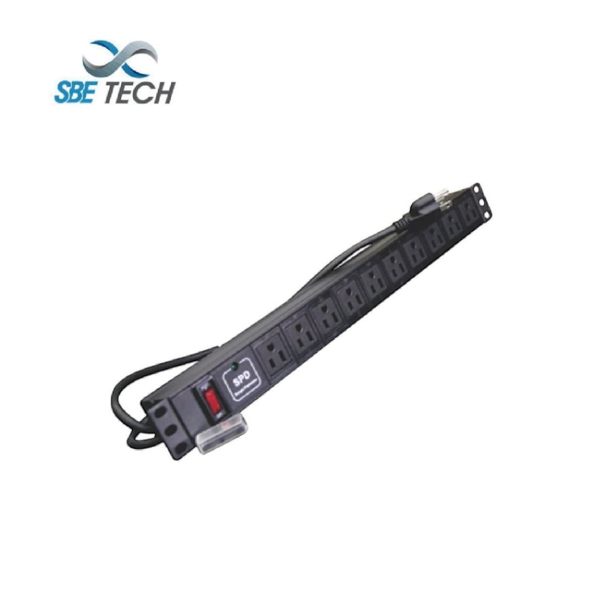 PDU TomacorrientesSBETECHSBE-TC010SPVPDU Barra Horizontal 10 Contactos Polarizados Supresor Picos 15A Montaje Rack 19" 1U Sbetech SBE - TC010SPV - SILYMX