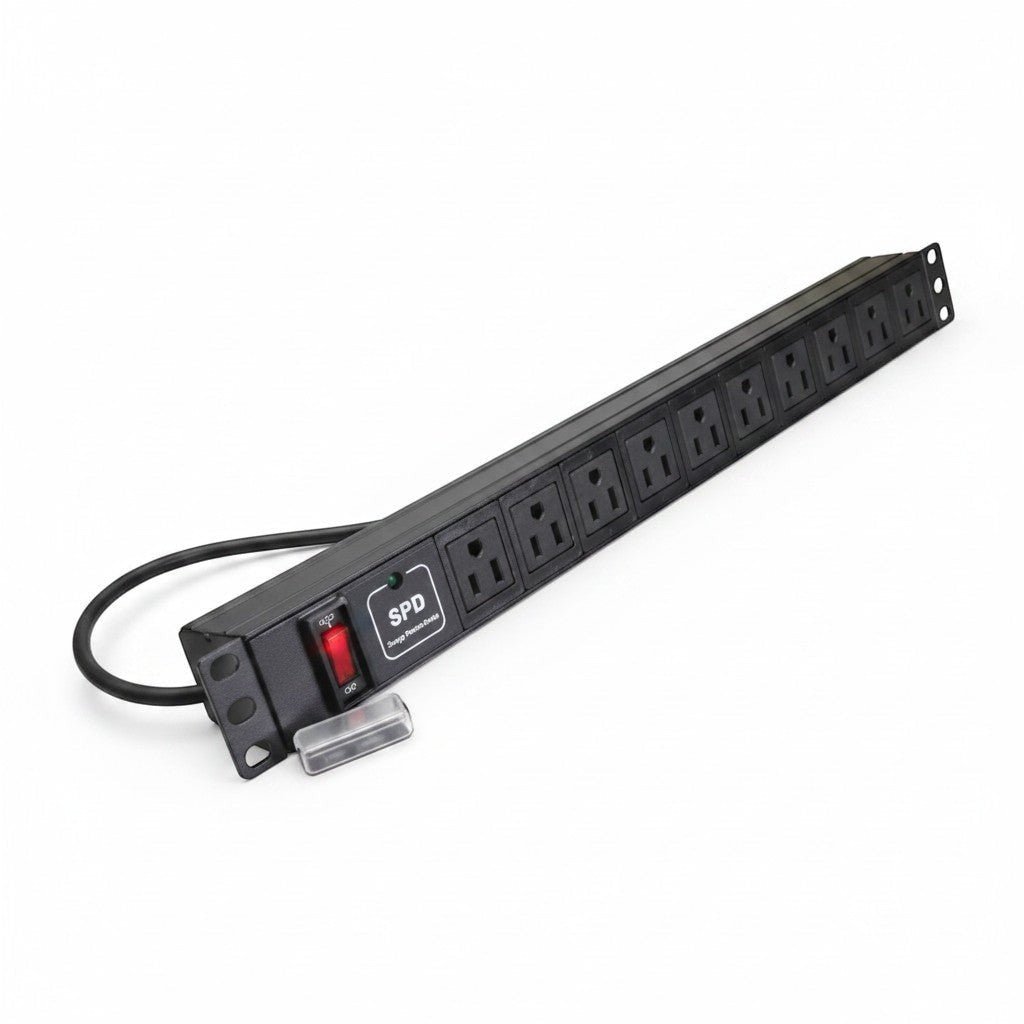 PDU TomacorrientesSBETECHSBE-TC010SPVPDU Barra Horizontal 10 Contactos Polarizados Supresor Picos 15A Montaje Rack 19" 1U Sbetech SBE - TC010SPV - SILYMX