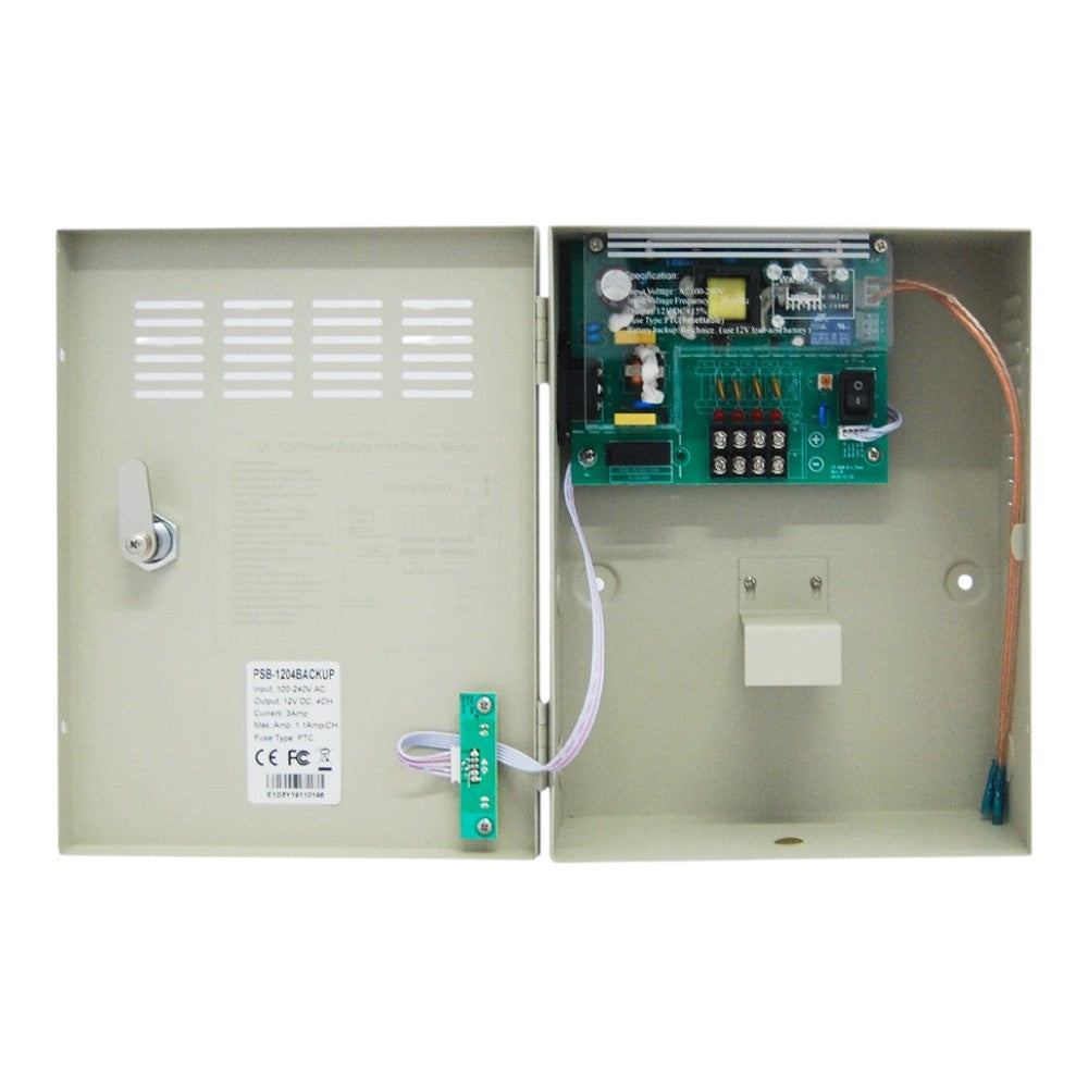 SILYMX 12VDC 3A 4-channel power supply box for CCTV with battery backup support and secure locking door