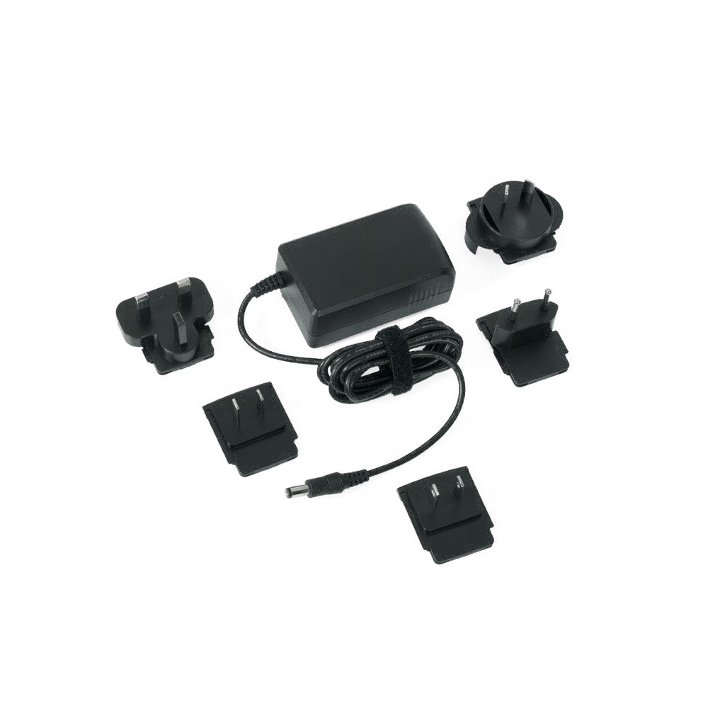 SILYMX 17V 1A power supply adapter for CC-64 with interchangeable international wall plugs in black