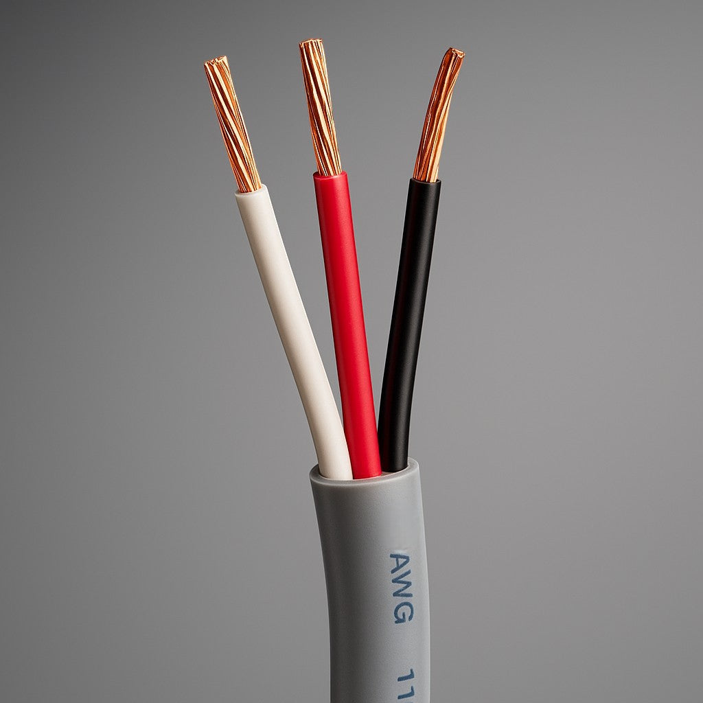 SILYMX 3-conductor 18 AWG gray PVC cable with copper conductors, ideal for control and signaling applications.